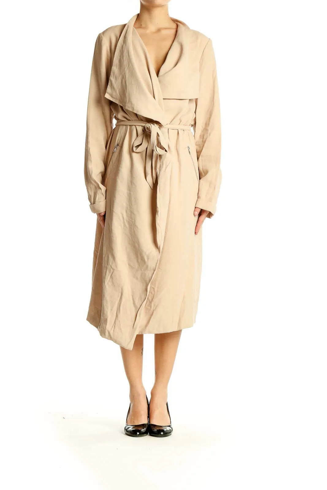Beige Belted Trench Coat