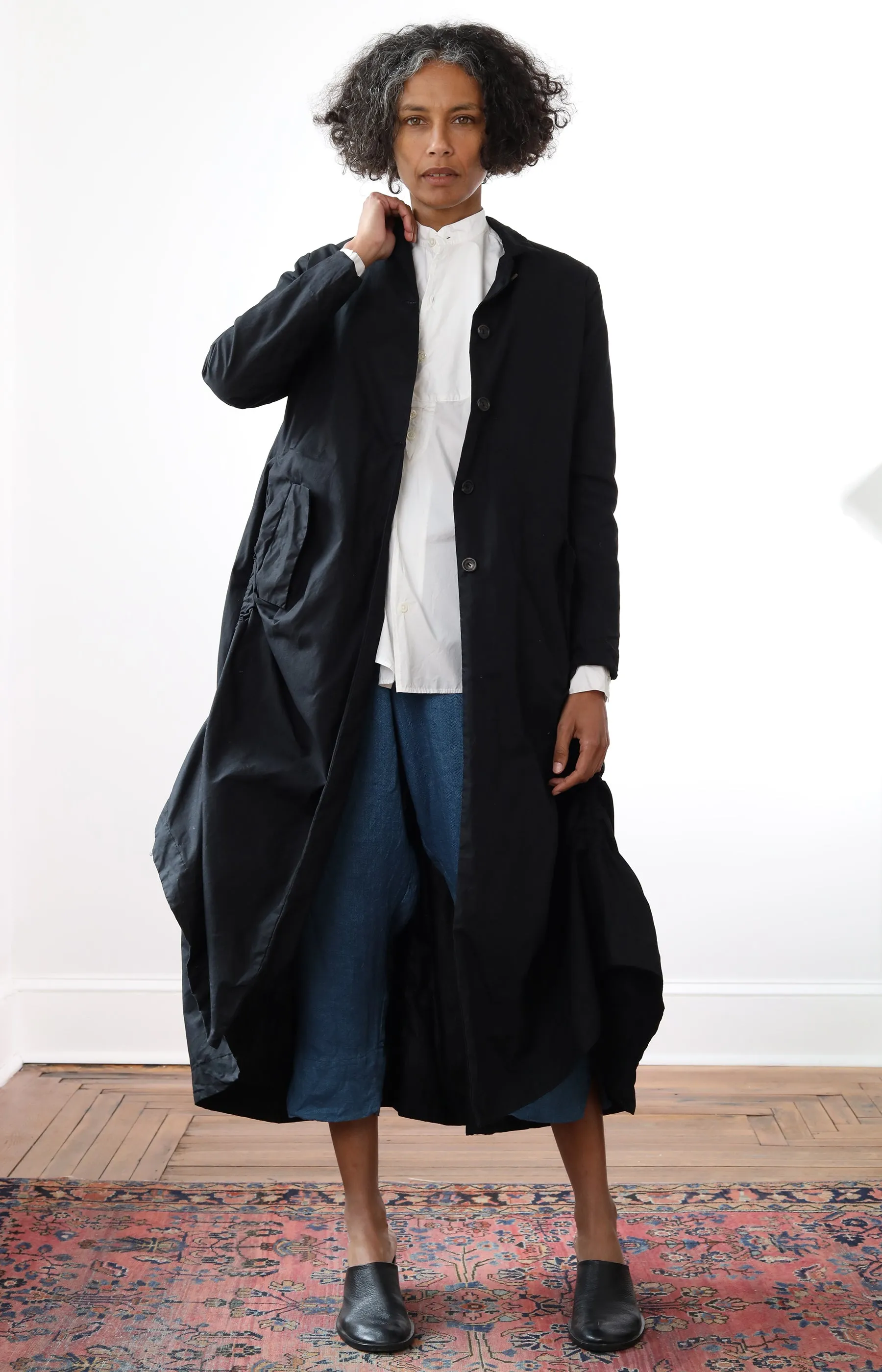 Black Ann Waxed Cotton Coat