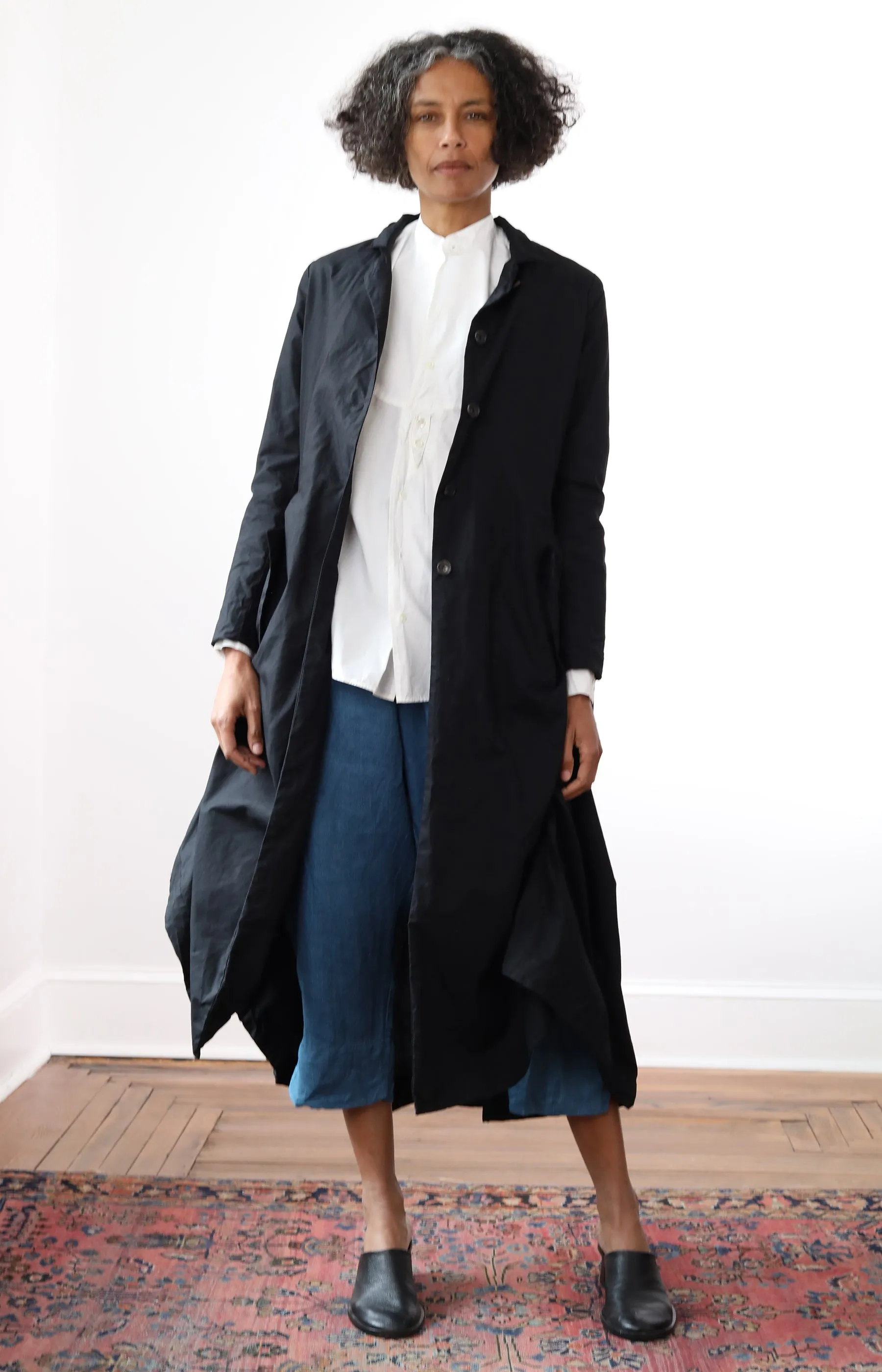 Black Ann Waxed Cotton Coat