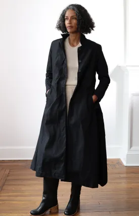 Black Ann Waxed Cotton Coat