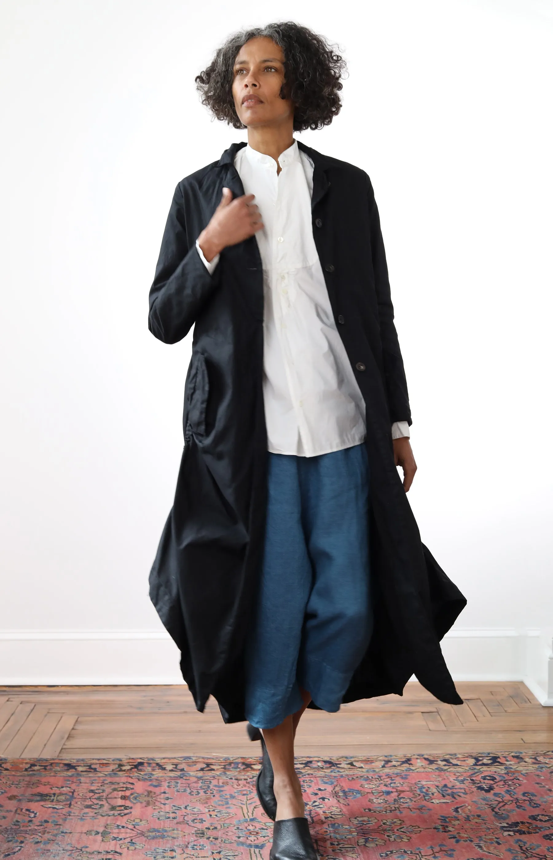 Black Ann Waxed Cotton Coat