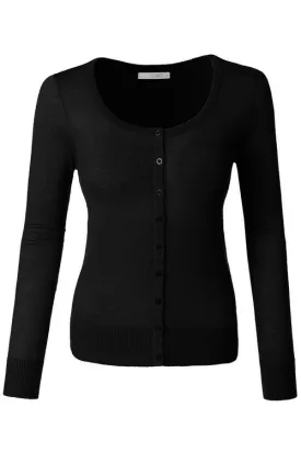 Black Long Sleeve Button Down Cardigan