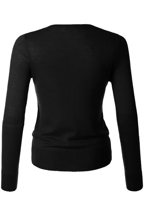 Black Long Sleeve Button Down Cardigan