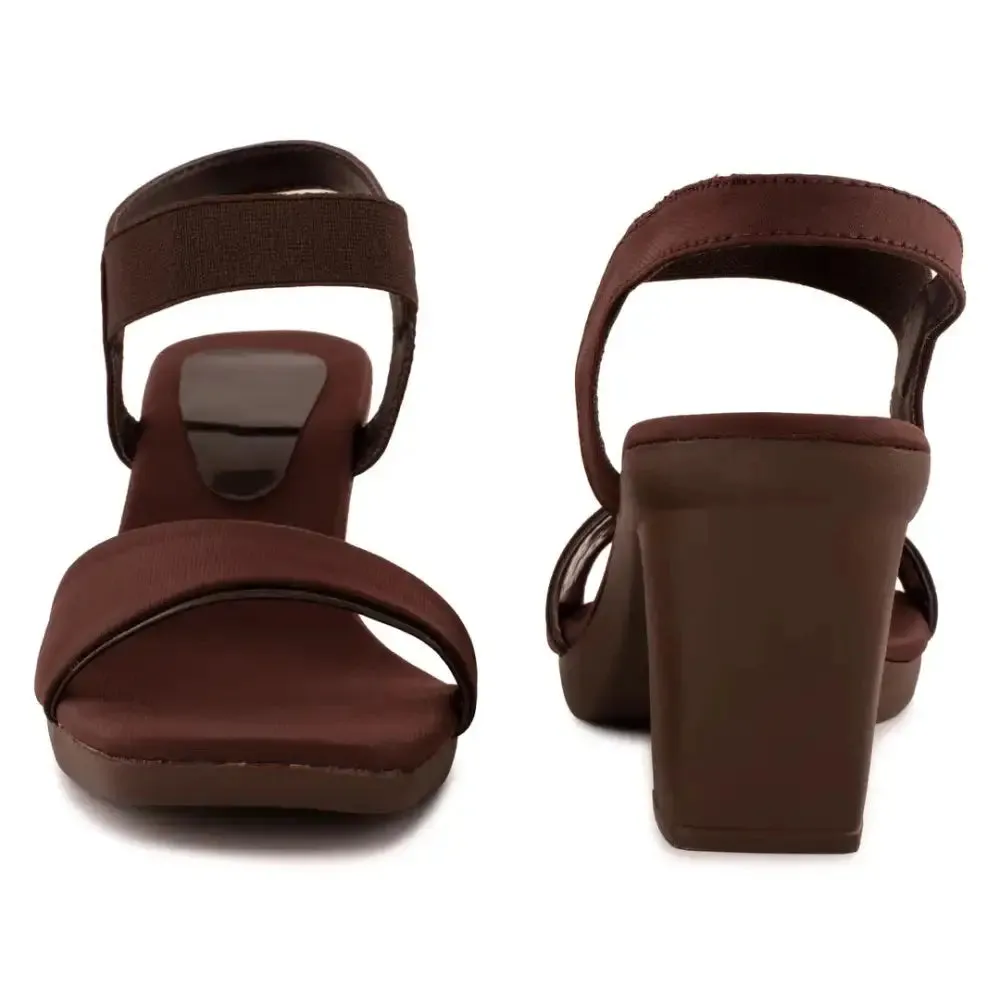 CARRITO Brown Stylish Heels Sandals for Women