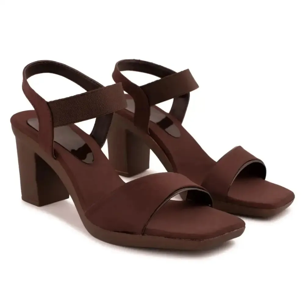 CARRITO Brown Stylish Heels Sandals for Women