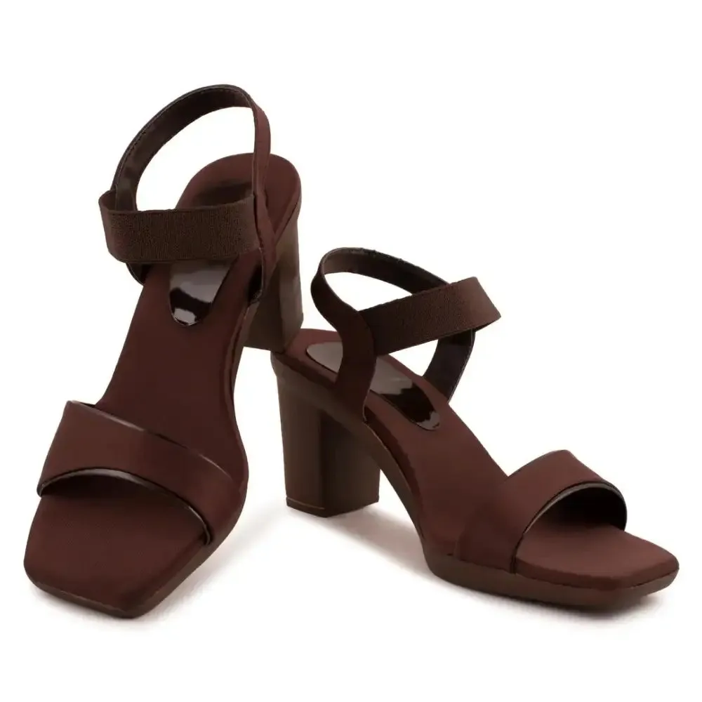CARRITO Brown Stylish Heels Sandals for Women