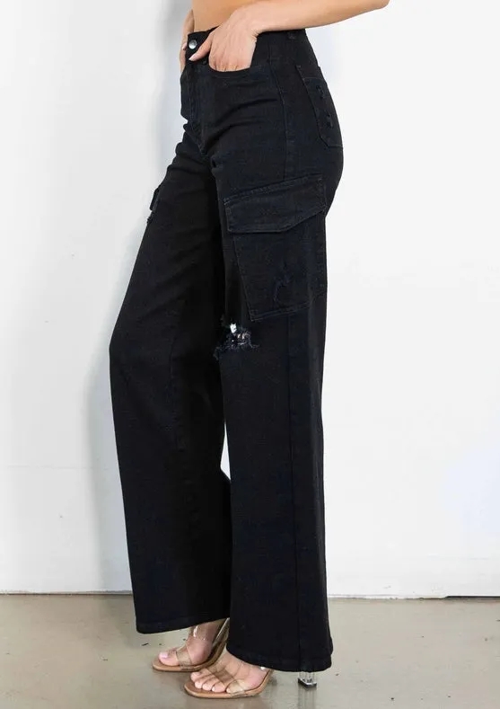 Cells Cargo Wide Jeans Black