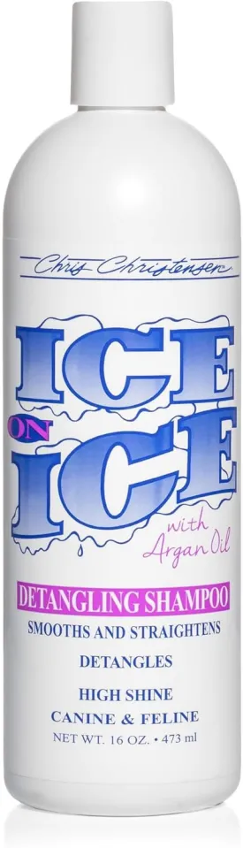 Chris Christensen Ice on Ice Strengthening Dog Shampoo, Groom Like Professional, Revives Dry, Damaged Coats & Strands, All Coat Types Made in USA 16oz