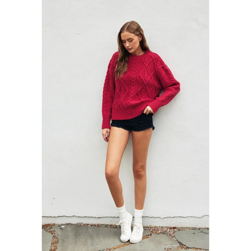 Chunky Cable Knit Sweater JAZZY ROSE