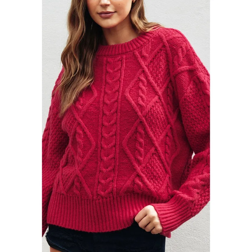 Chunky Cable Knit Sweater JAZZY ROSE