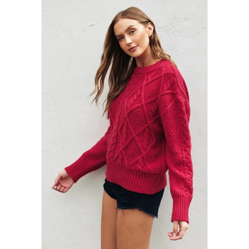 Chunky Cable Knit Sweater JAZZY ROSE