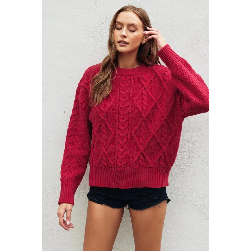 Chunky Cable Knit Sweater JAZZY ROSE