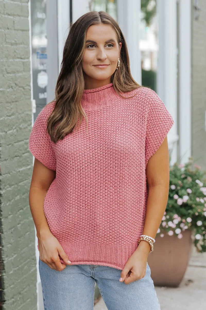 Everyday Classic Mock Neck Sweater - Rose - FINAL SALE