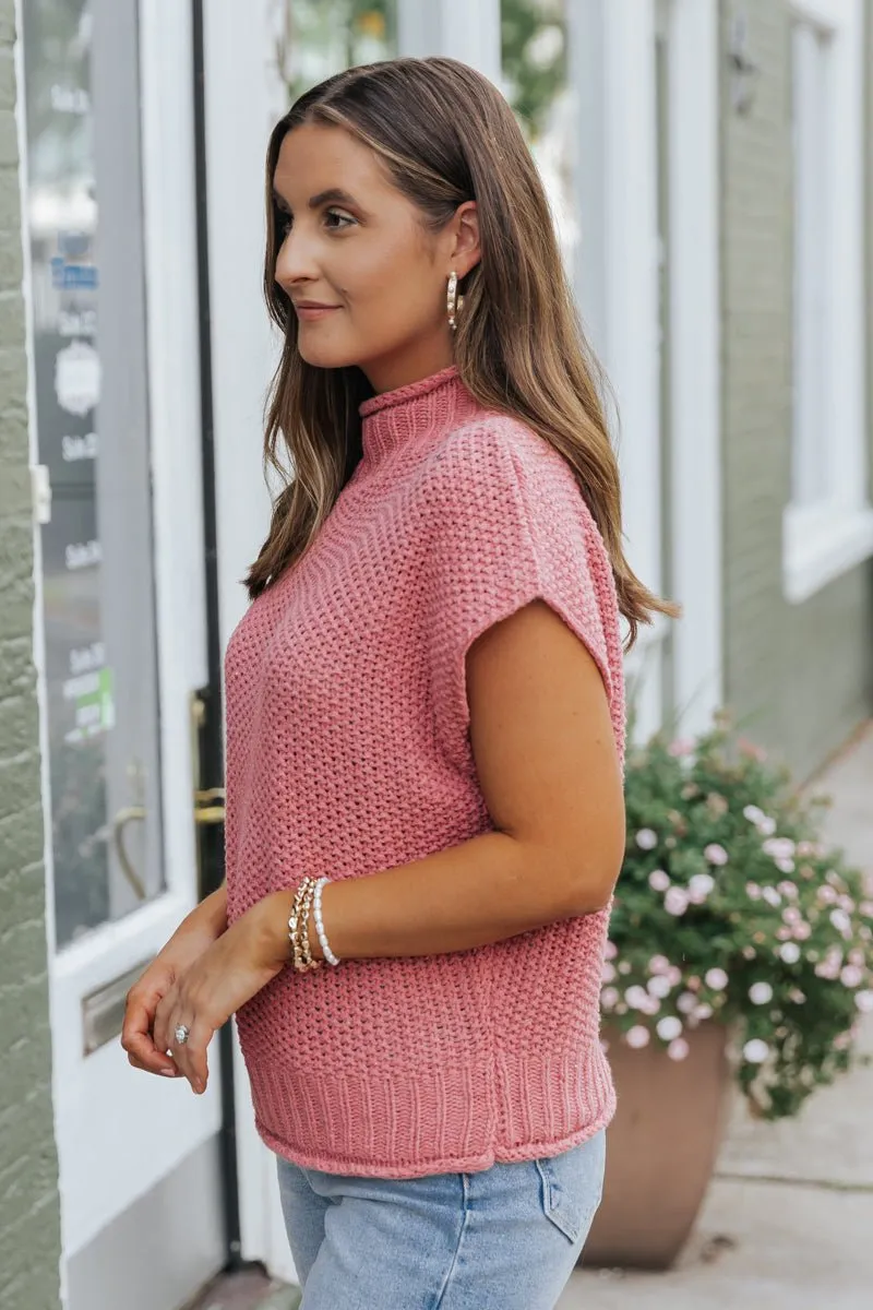 Everyday Classic Mock Neck Sweater - Rose - FINAL SALE
