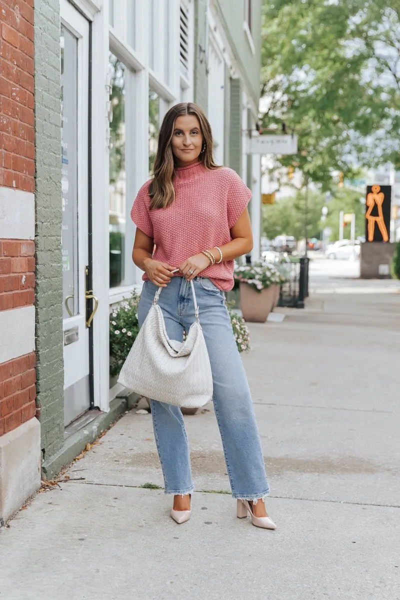 Everyday Classic Mock Neck Sweater - Rose - FINAL SALE