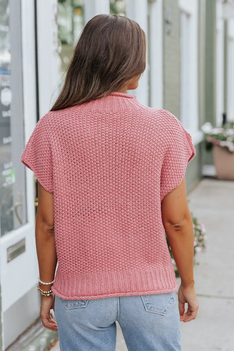 Everyday Classic Mock Neck Sweater - Rose - FINAL SALE