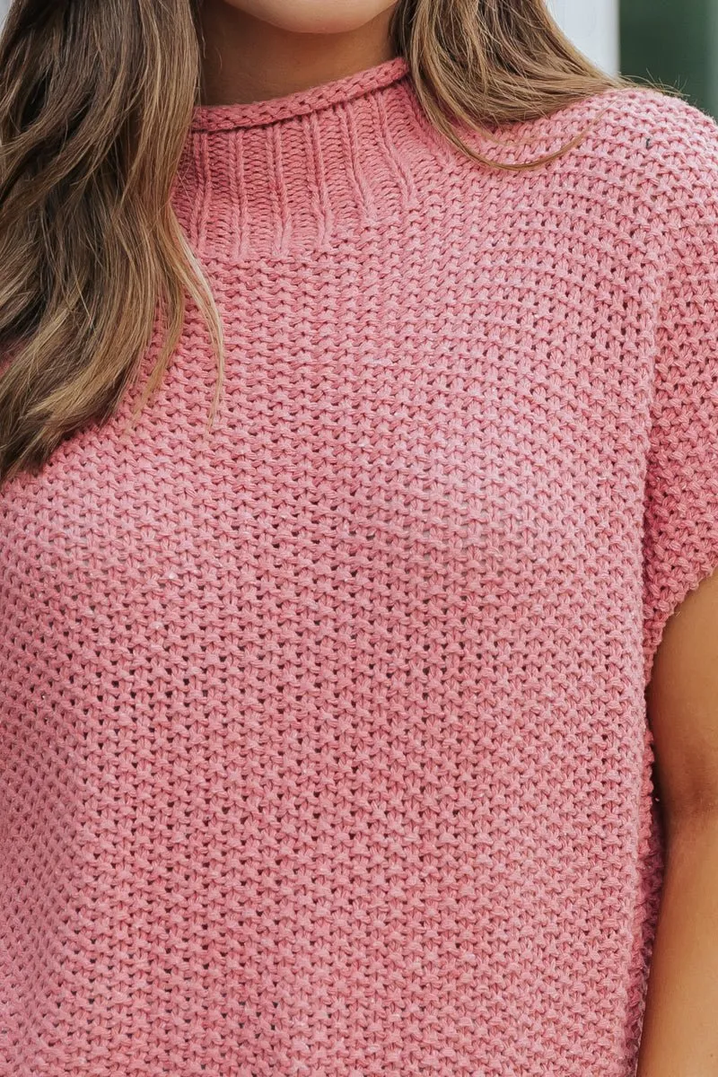 Everyday Classic Mock Neck Sweater - Rose - FINAL SALE