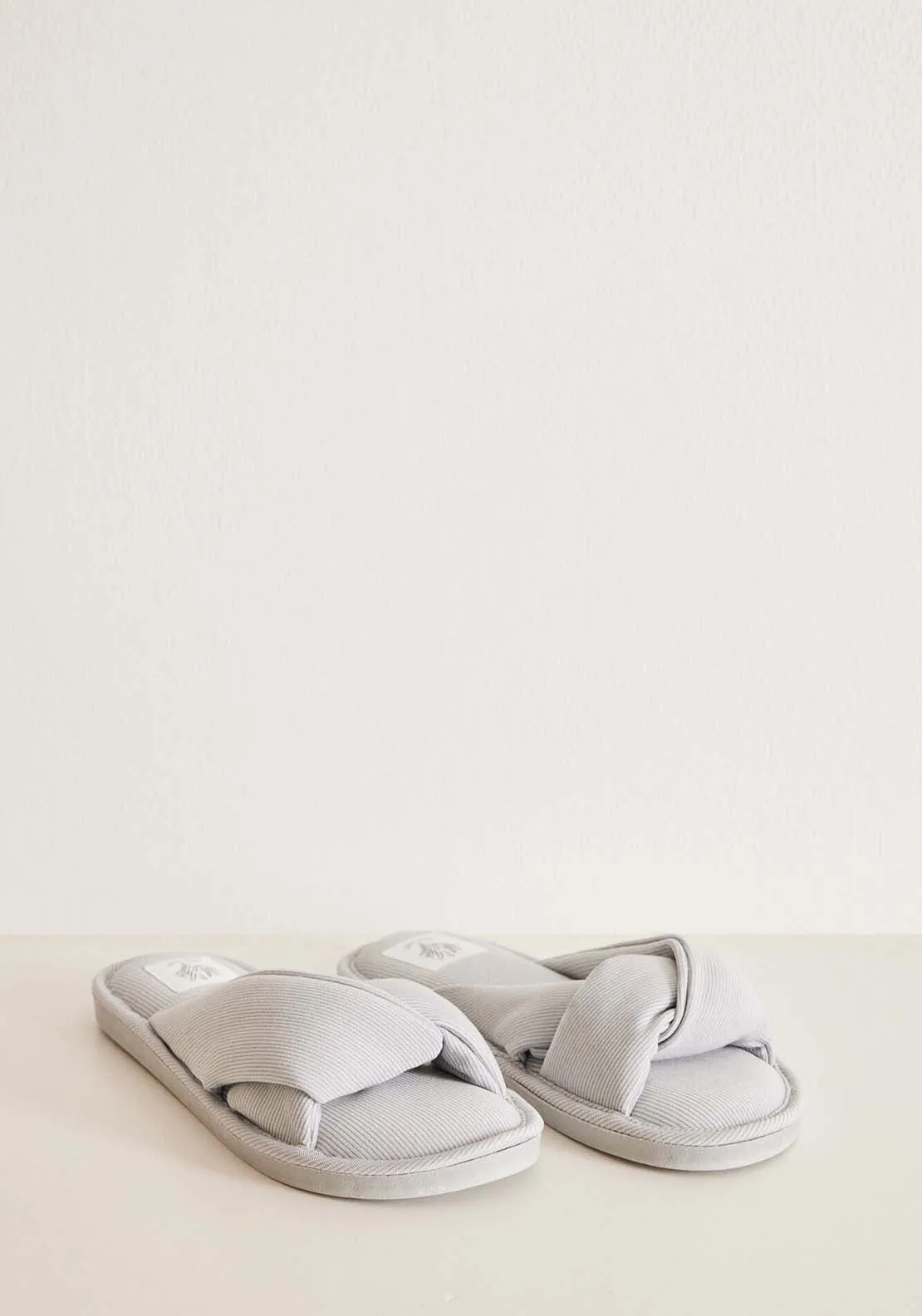 Grey ribbed slippers - Grey