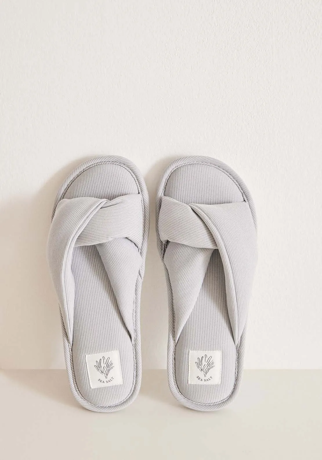 Grey ribbed slippers - Grey