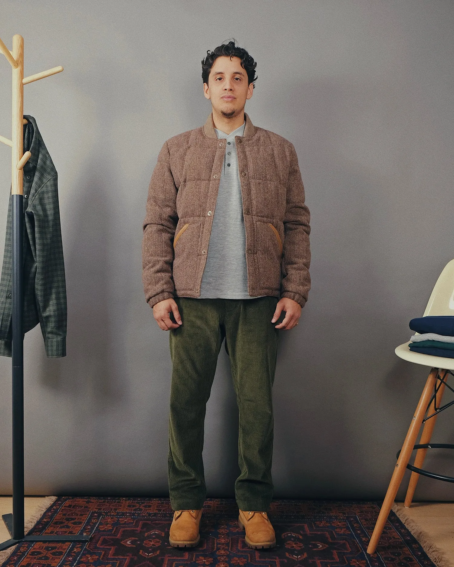 Hazel Herringbone Down Jacket