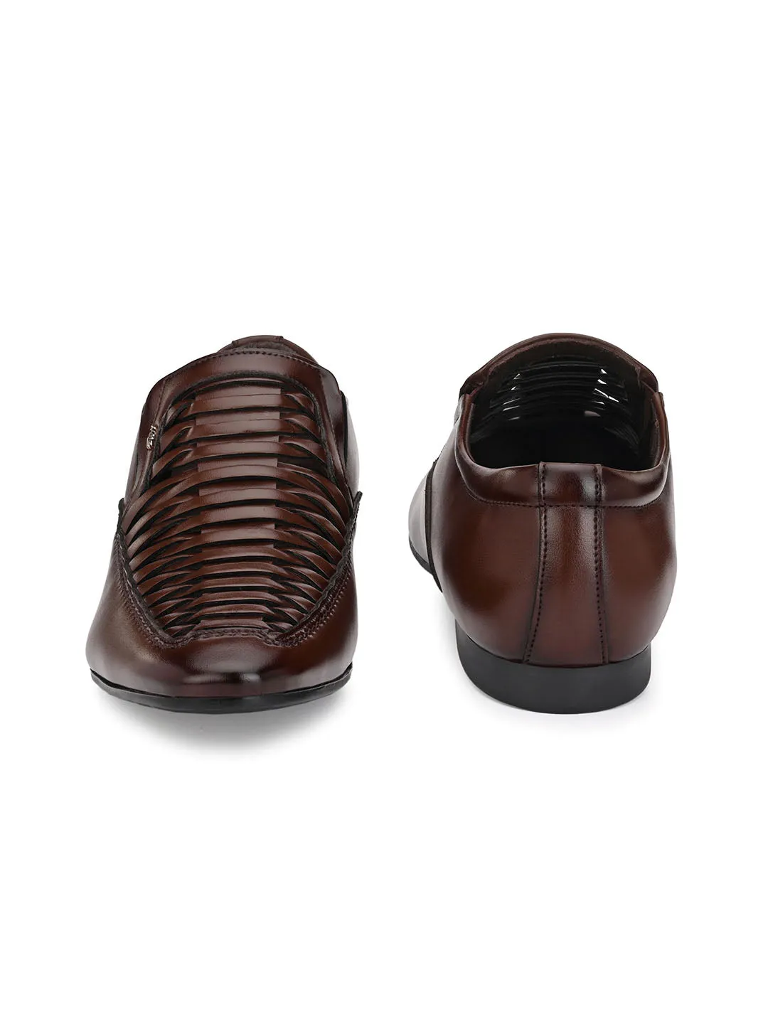 Hitz Men's Brown Synthetic Slip-On Shoes