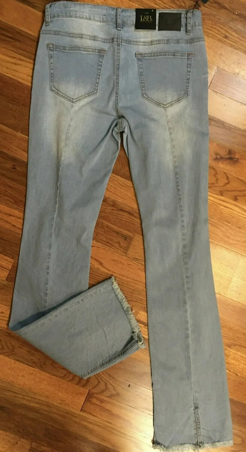L And B Antique Wash Frayed/Split Hem Jean