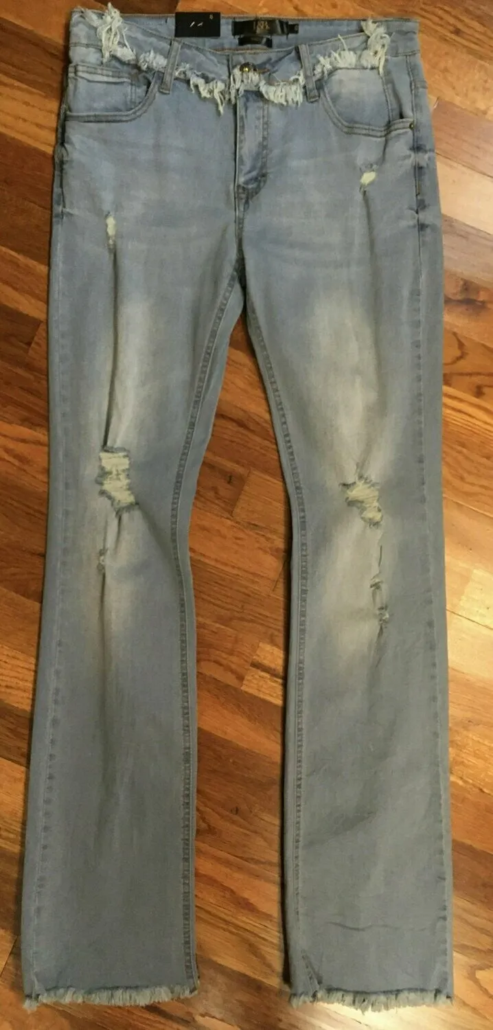 L And B Antique Wash Frayed/Split Hem Jean