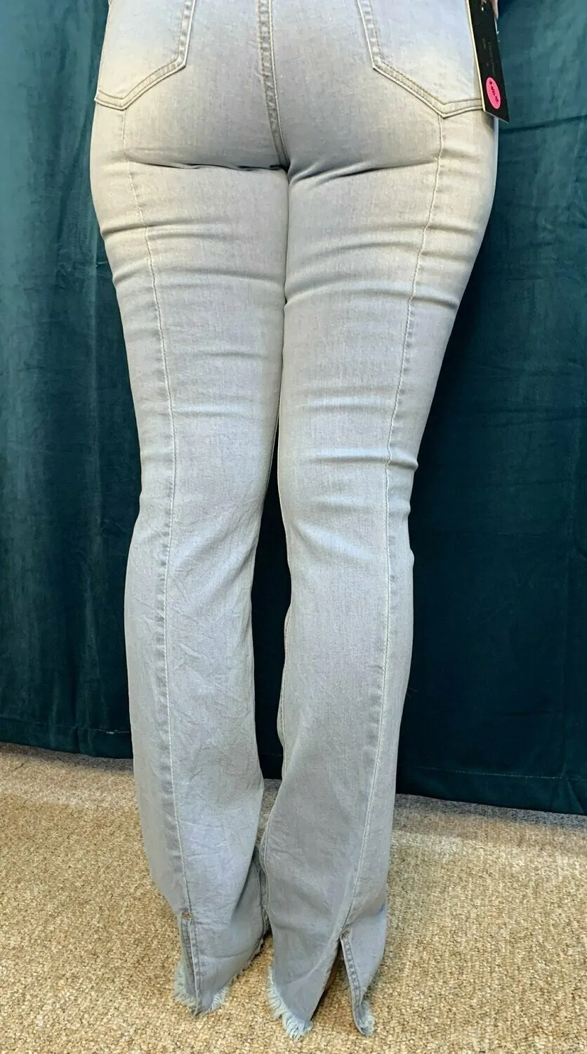 L And B Antique Wash Frayed/Split Hem Jean
