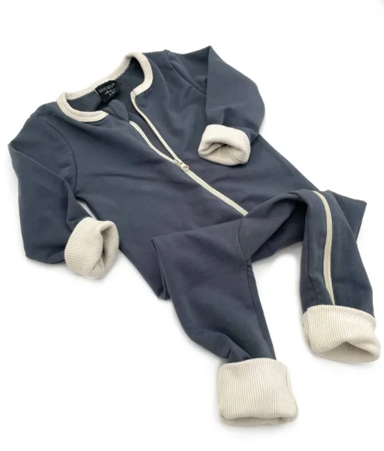 Little Bipsy - 2-Way Zip Romper in Slate Blue