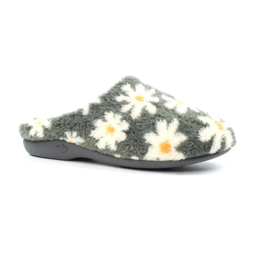 Lunar KLA232 Plumeria Ladies Spanish Grey Textile Slip On Slippers