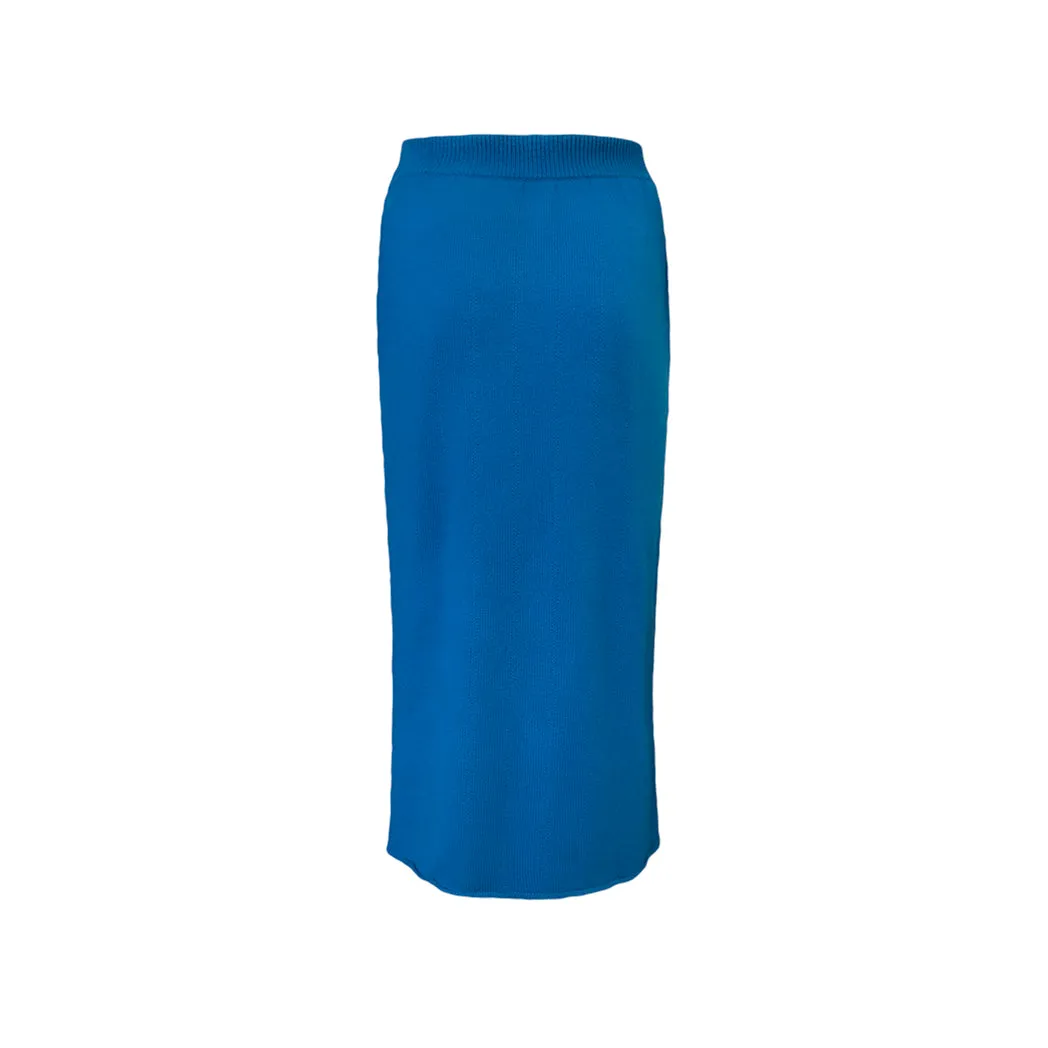 Mustard Yellow & Blue Cashmere Skirt Suit