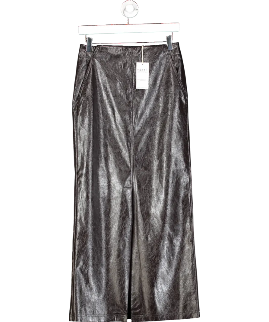 Next Brown Faux Leather Knee Length Skirt UK 6