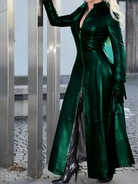 OH Saucy Long | Vintage Style | Faux Leather Maxi Coat