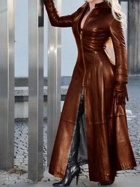 OH Saucy Long | Vintage Style | Faux Leather Maxi Coat