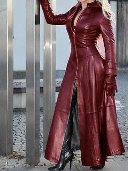 OH Saucy Long | Vintage Style | Faux Leather Maxi Coat