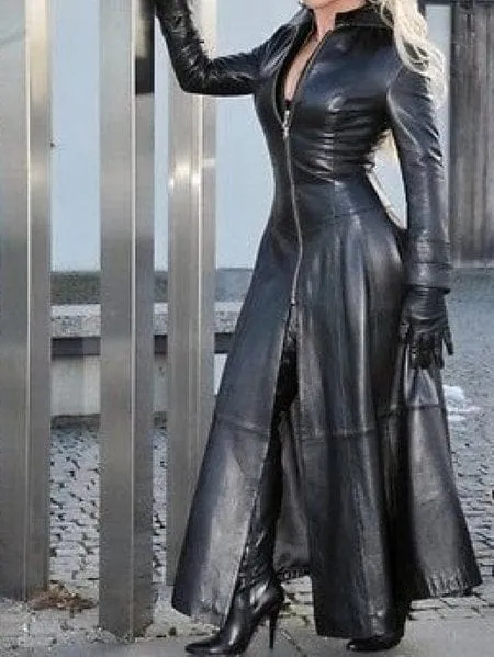 OH Saucy Long | Vintage Style | Faux Leather Maxi Coat