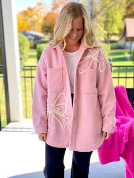 Pink Bow Embellished Jacket
