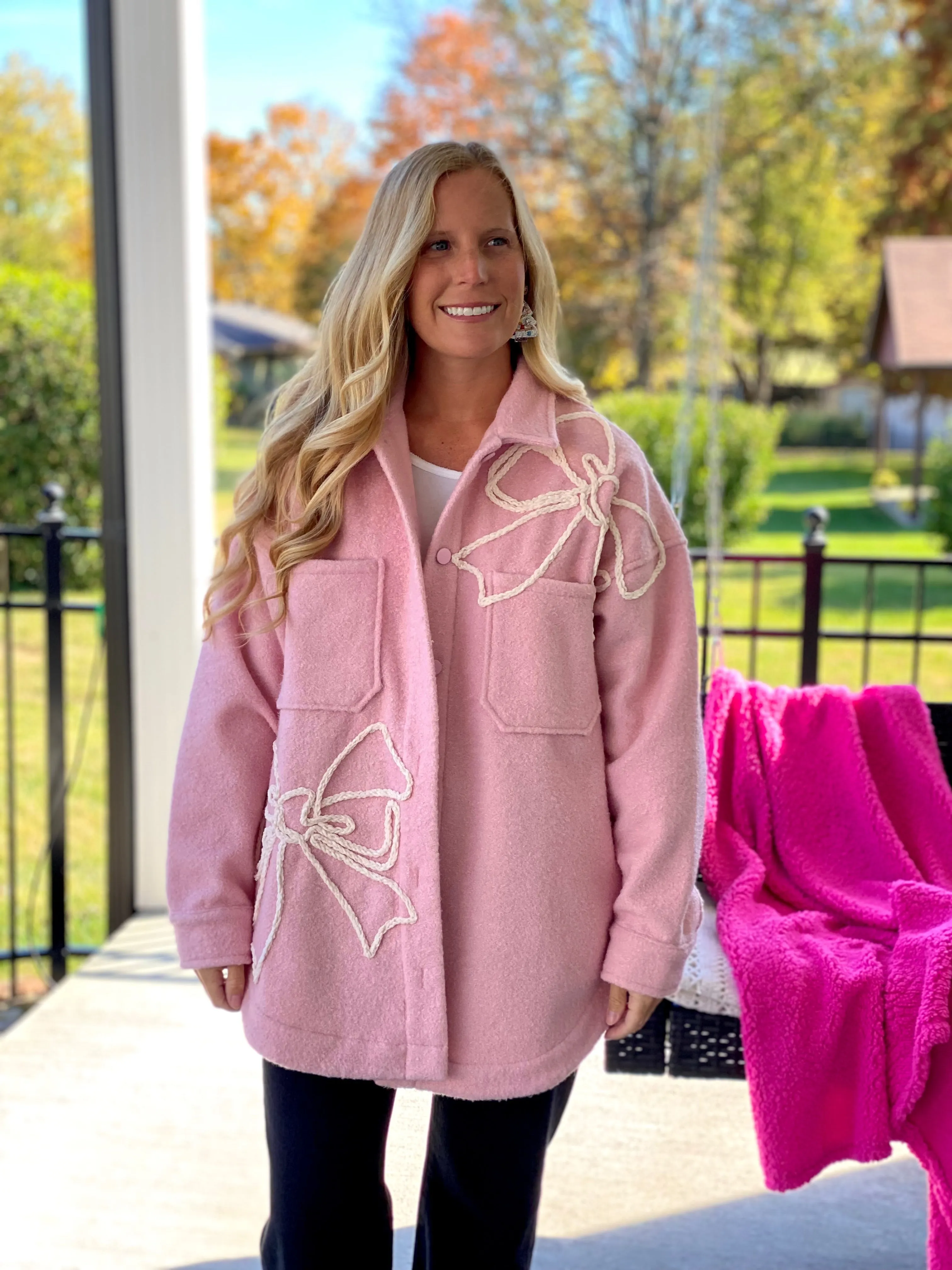Pink Bow Embellished Jacket