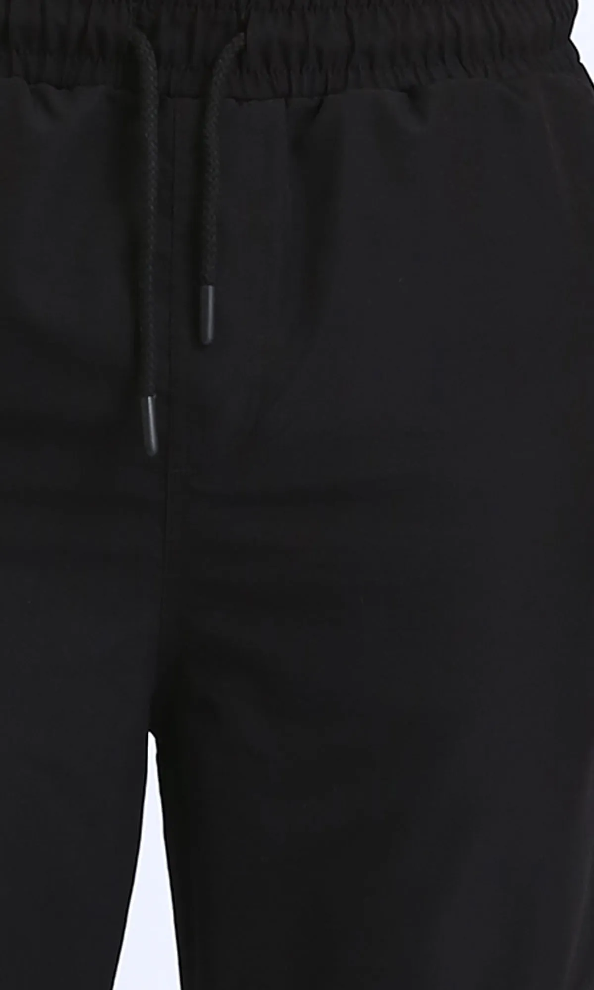 R208095 - Slip On Solid Pants with Hem - Black