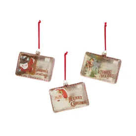 Raz Imports 2023 Vintage Farmhouse 4" Vintage Postcard Ornament, Asst of 3