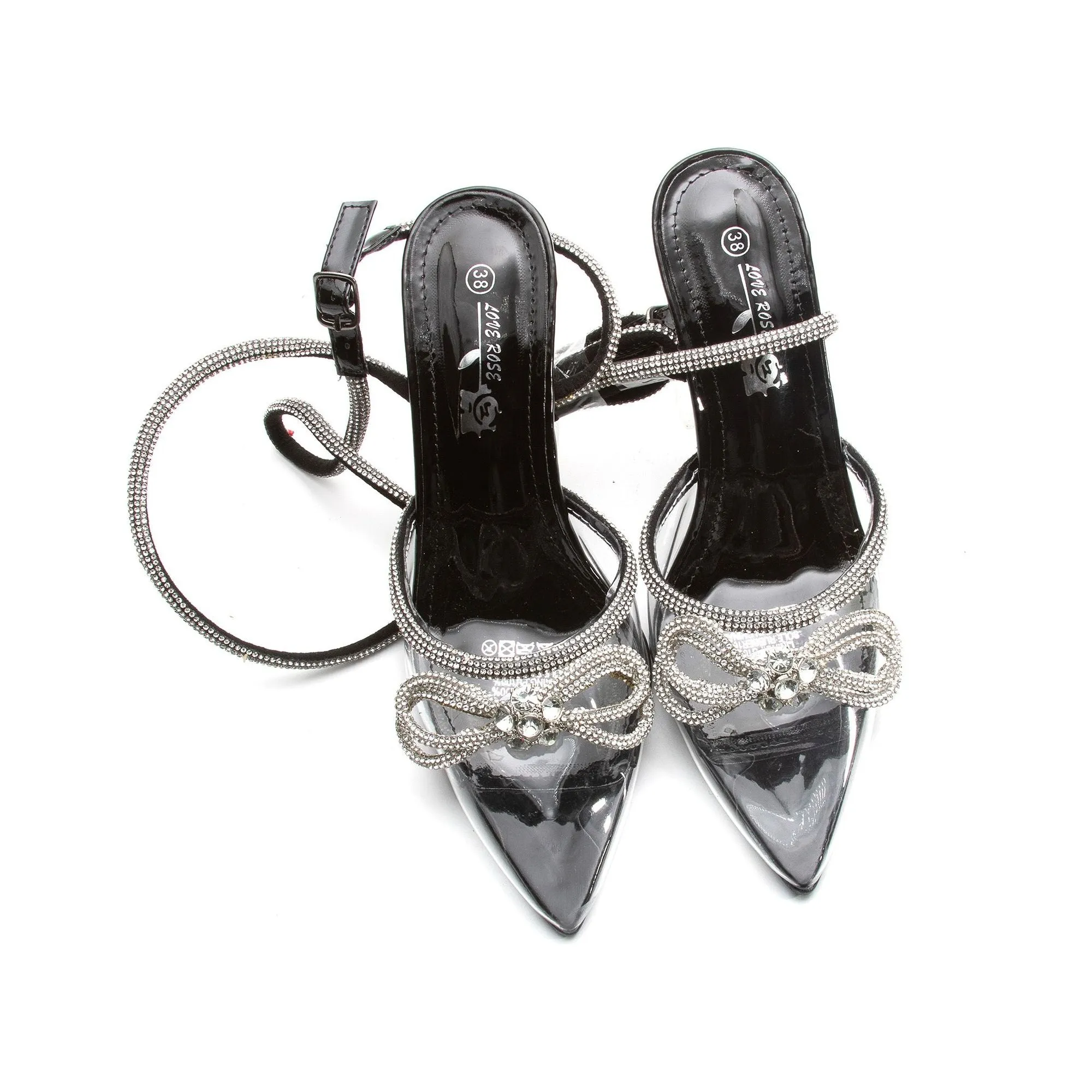 Rhinestone Bow Knot Short Heel