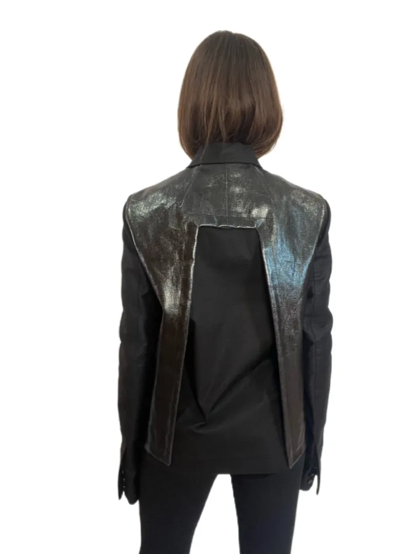Rick Owens Black Narrow Trench Jacket. Size: 48