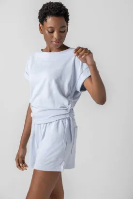 Ruched Side Boatneck | Sky