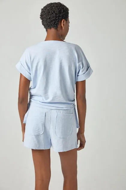 Ruched Side Boatneck | Sky