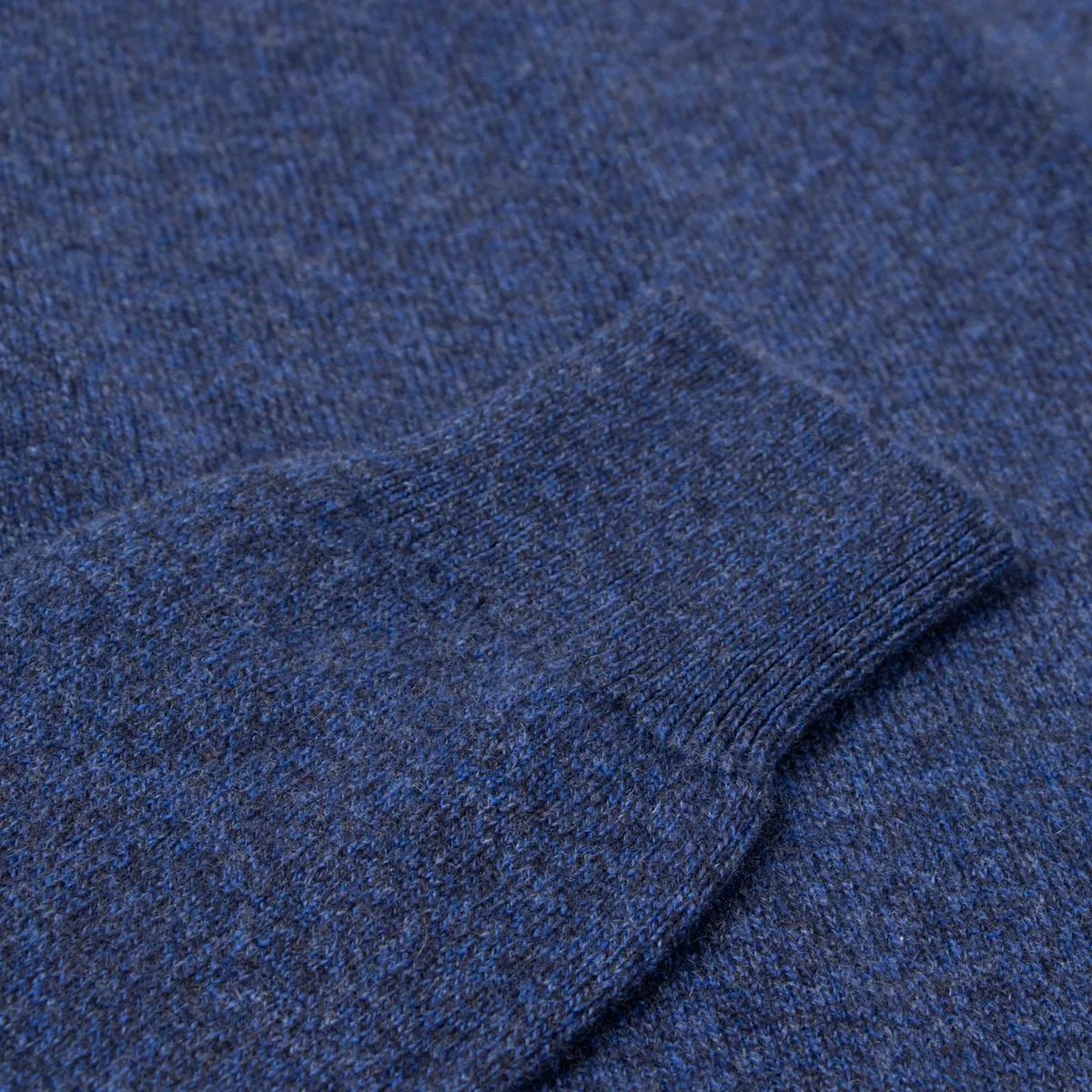 The Bowmore 1/4 Zip Neck Cashmere Sweater - Navy Marl / Russet