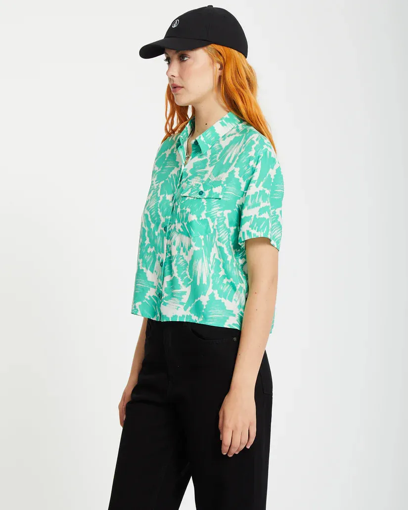 Volcom Women's Alix 2 Short Sleeve Shirt Jade B0412505_JDE