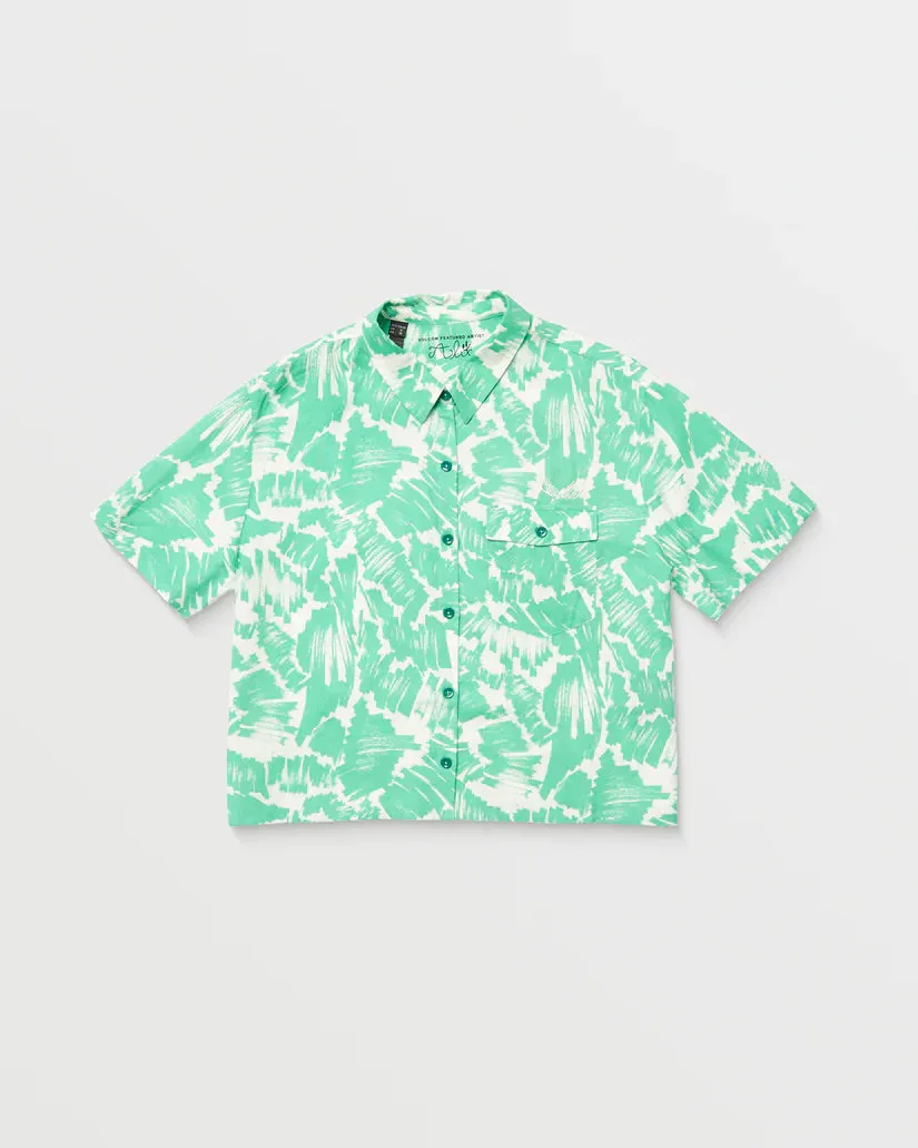 Volcom Women's Alix 2 Short Sleeve Shirt Jade B0412505_JDE