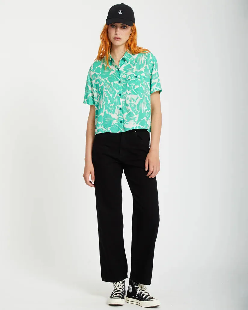 Volcom Women's Alix 2 Short Sleeve Shirt Jade B0412505_JDE
