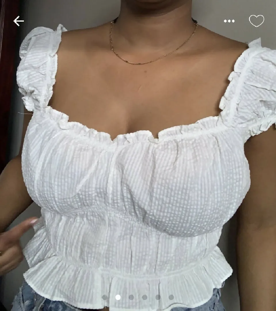White Ruffle Top