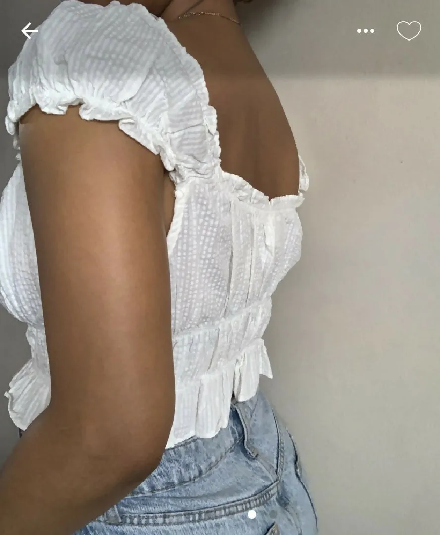 White Ruffle Top